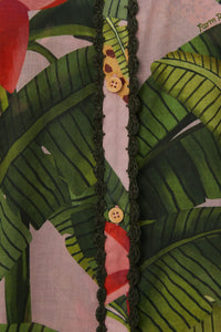 Kimono long Banana Leaves en coton - Vert