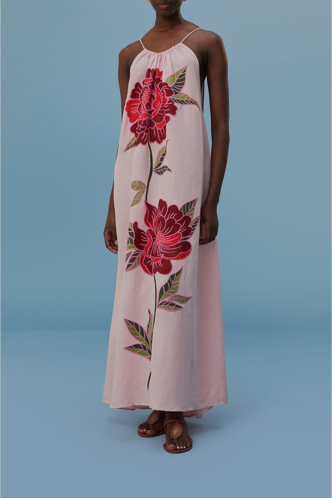 Robe de plage Les Rosiers en lin - Rose