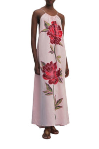 Robe de plage Les Rosiers en lin - Rose