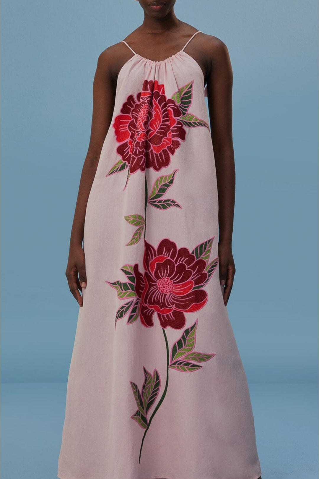 Robe de plage Les Rosiers en lin - Rose
