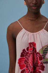 Robe de plage Les Rosiers en lin - Rose
