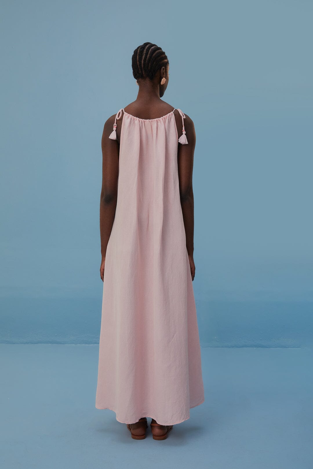 Robe de plage Les Rosiers en lin - Rose