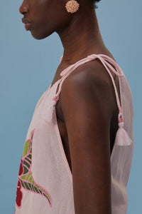 Robe de plage Les Rosiers en lin - Rose