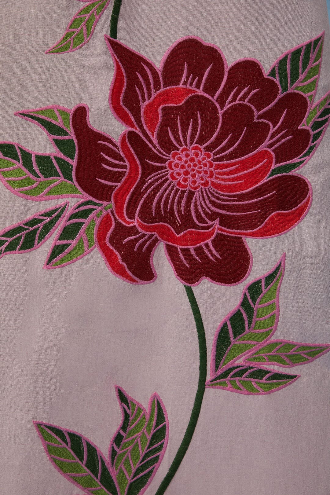 Robe de plage Les Rosiers en lin - Rose