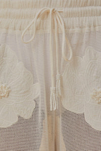 Pantalon à fleurs en coton - Blanc