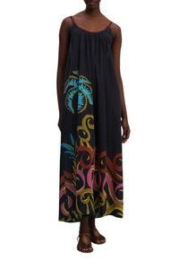 Robe longue Pineapple Wave en coton - Noir