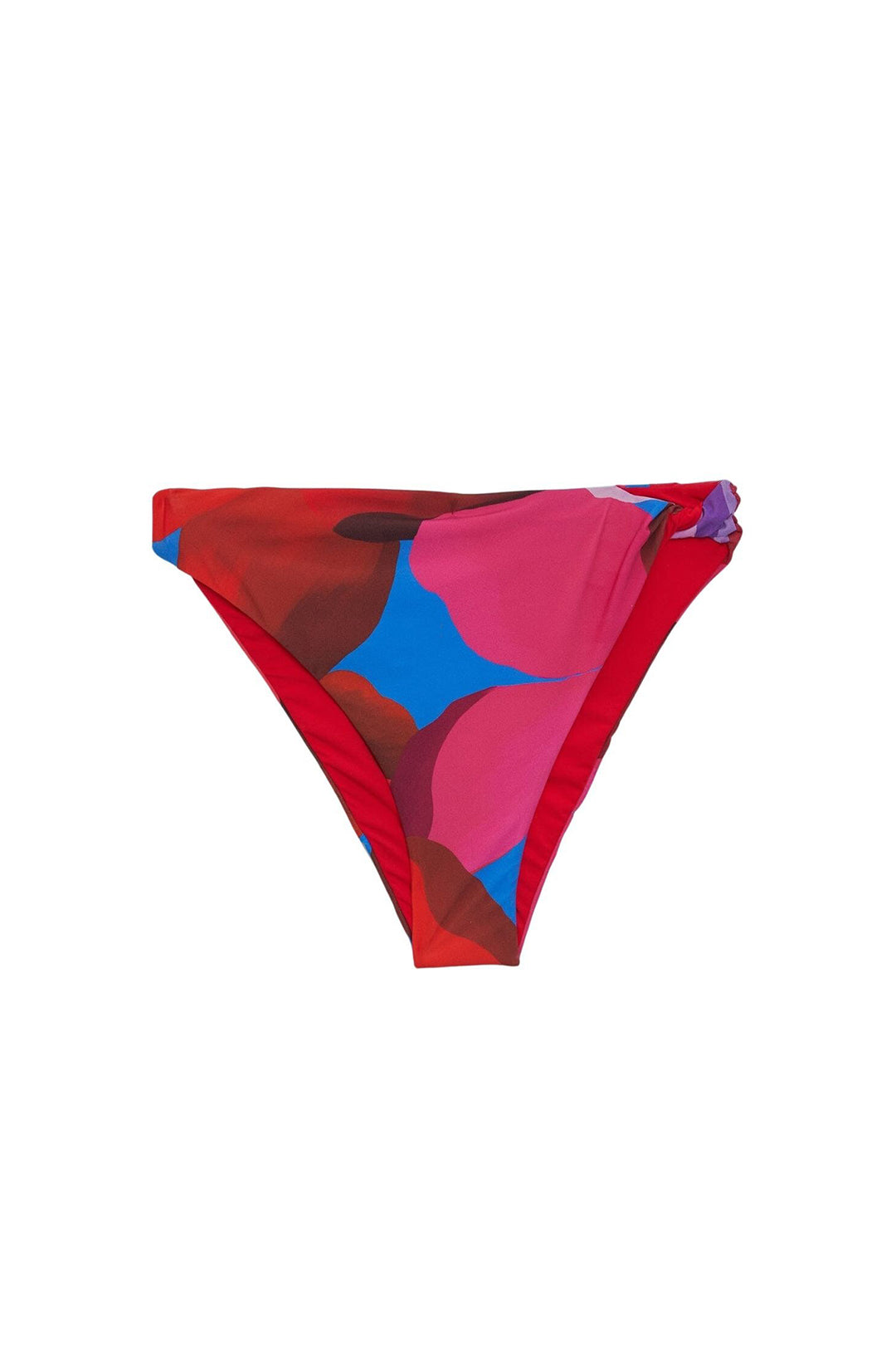 Bas de bikini taille haute Watercolor Flora - Rouge