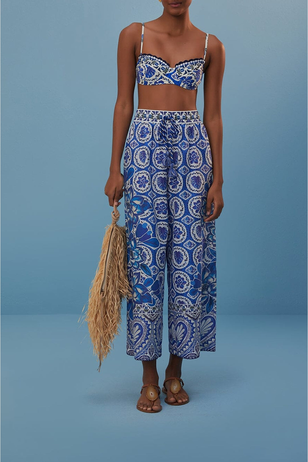 Pantalon Tile Dream en coton - Bleu