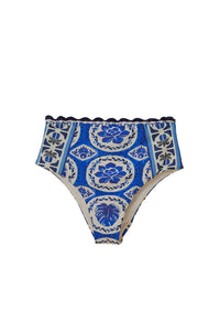 Bas de bikini taille haute Tile Dream - Bleu