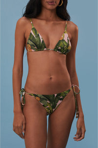 Bas de bikini à nouer sur les côtés Banana Leaves - Vert