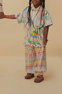 Chemise à manches longues à motif Tropical en lin - Blanc