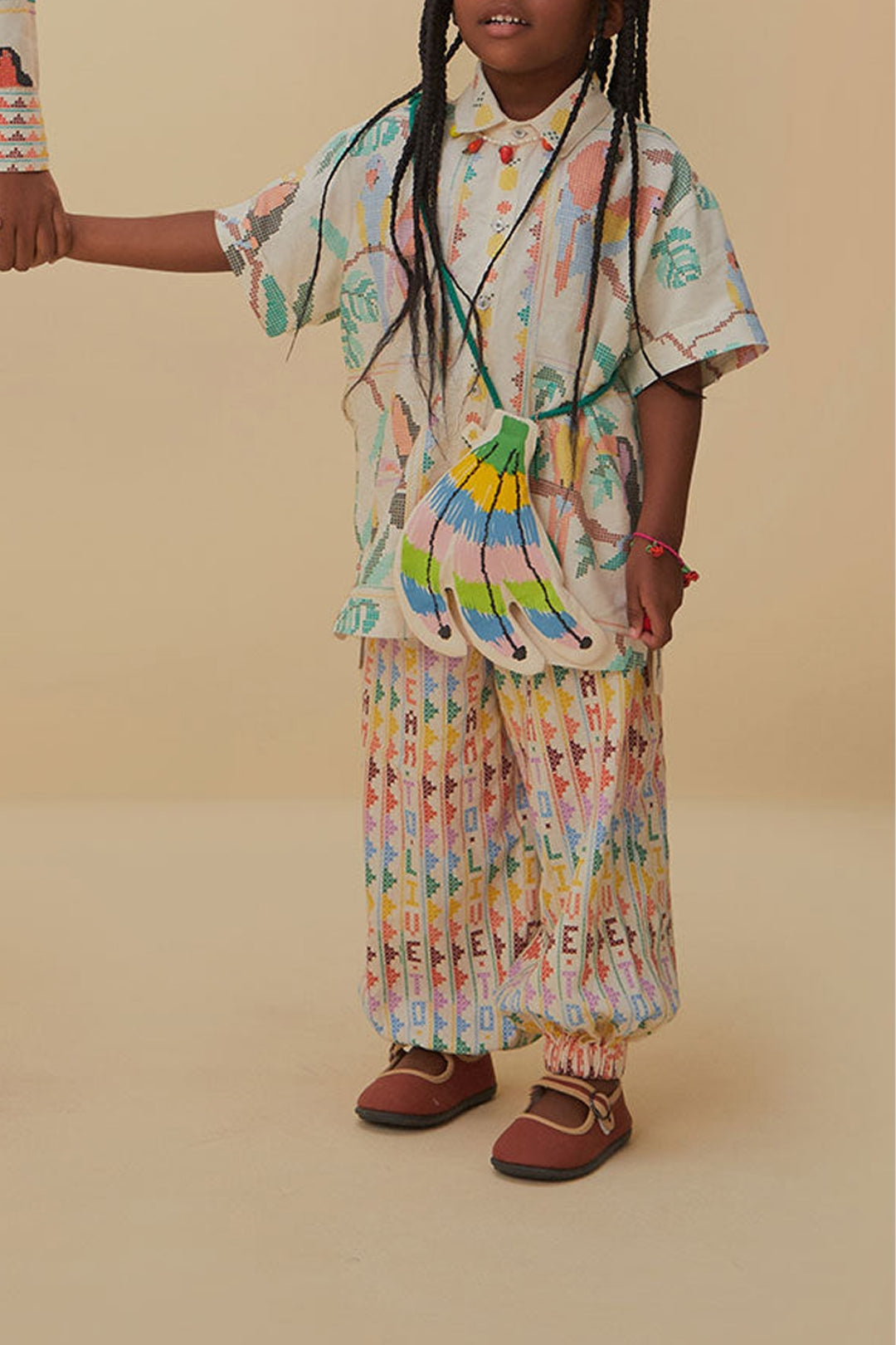 Chemise à manches longues à motif Tropical en lin - Blanc