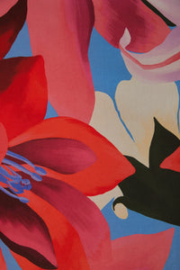 Robe de plage sans manches à fleurs aquarelle en coton - Rouge