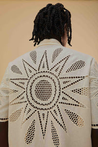 Chemise brodée Richelieu Sunset en lin - Blanc