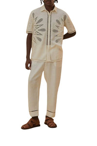 Chemise brodée Richelieu Sunset en lin - Blanc