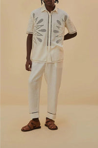 Chemise brodée Richelieu Sunset en lin - Blanc