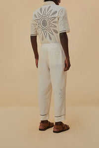 Chemise brodée Richelieu Sunset en lin - Blanc