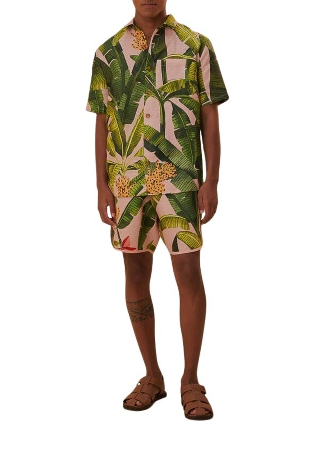 Chemise unisexe Banana Leaves en lin - Vert