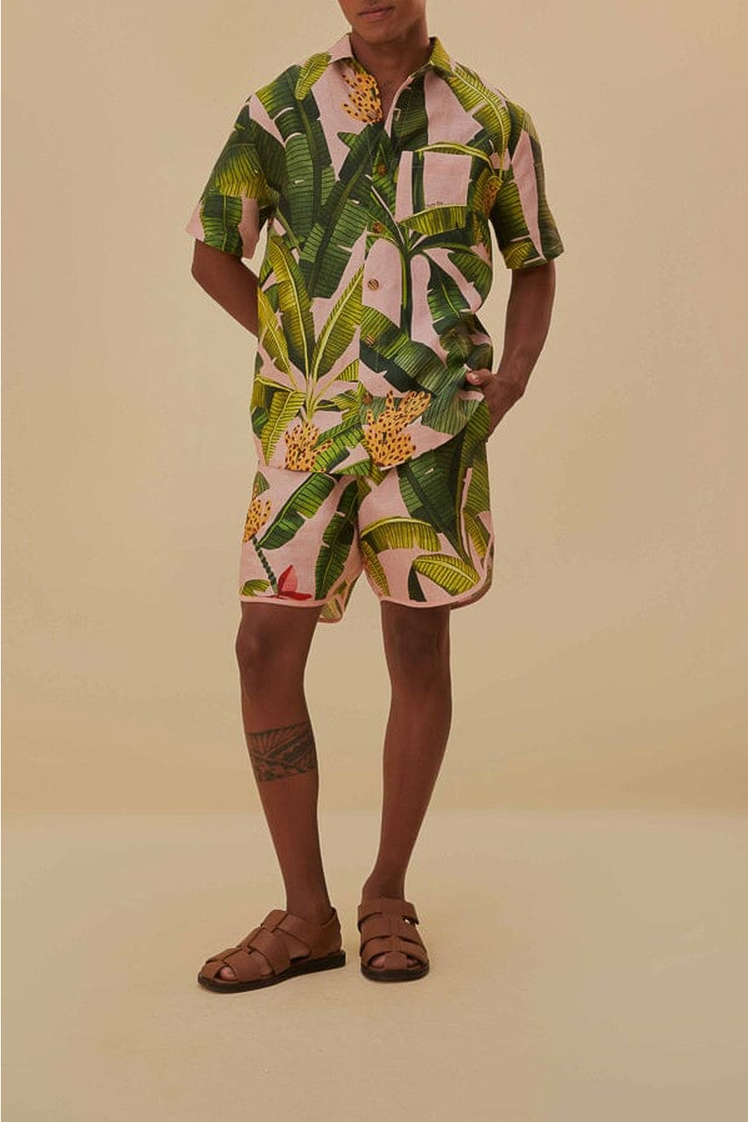 Short Banana Leaves en lin - Vert