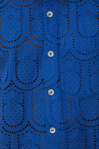 Chemise à œillets Ananas en coton - Bleu
