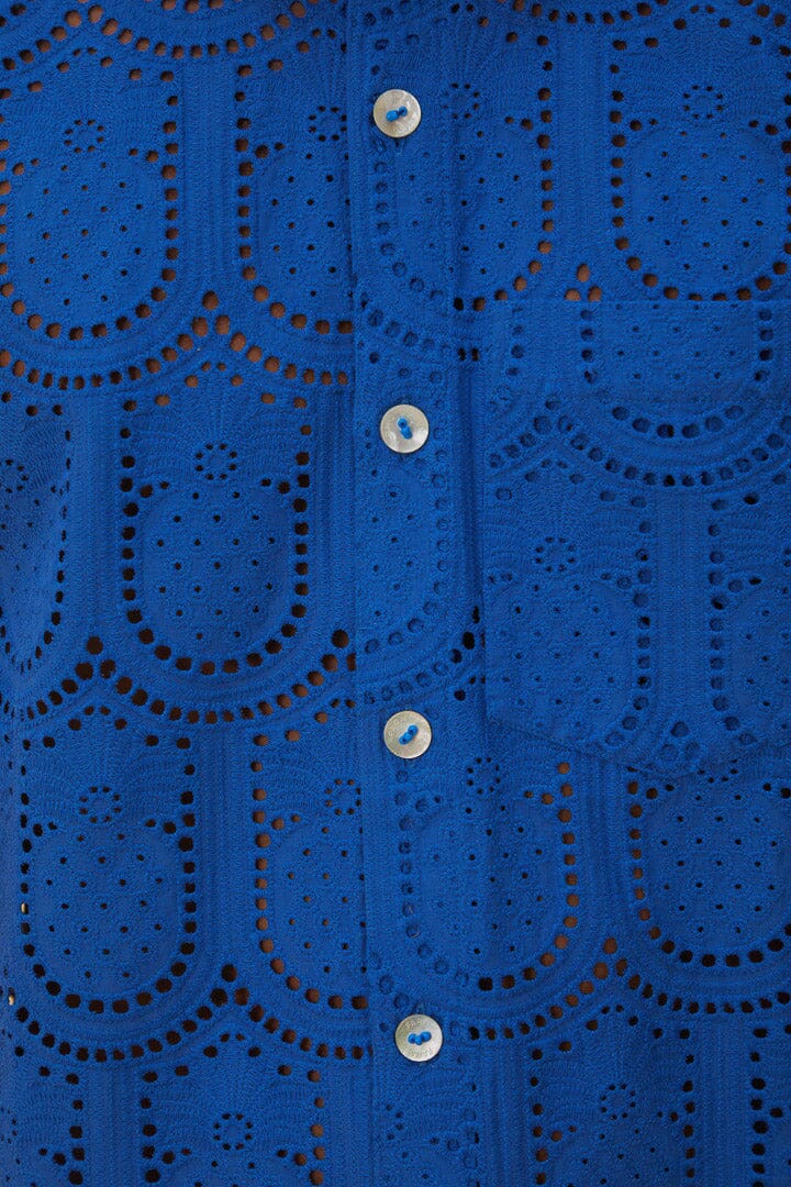 Chemise à œillets Ananas en coton - Bleu