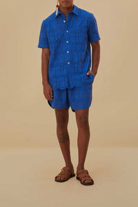 Short Ananas à œillets en coton - Bleu