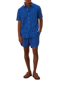 Short Ananas à œillets en coton - Bleu