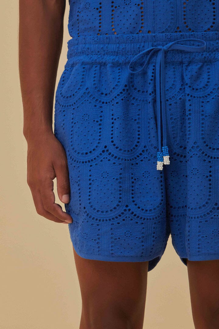 Short Ananas à œillets en coton - Bleu