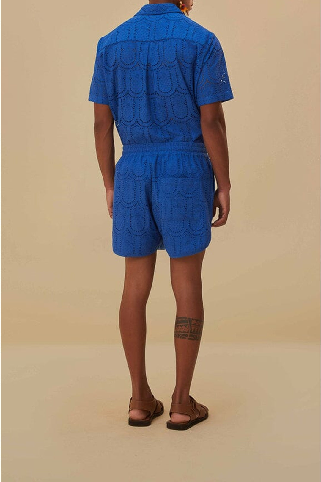 Short Ananas à œillets en coton - Bleu