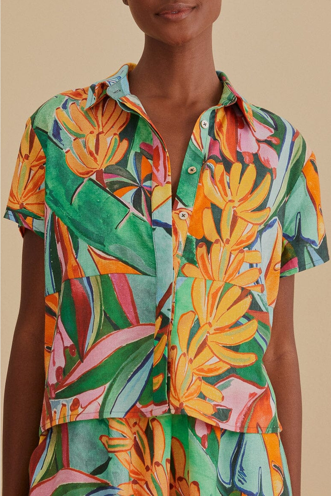 Chemise Banana Foliage en lin - Vert