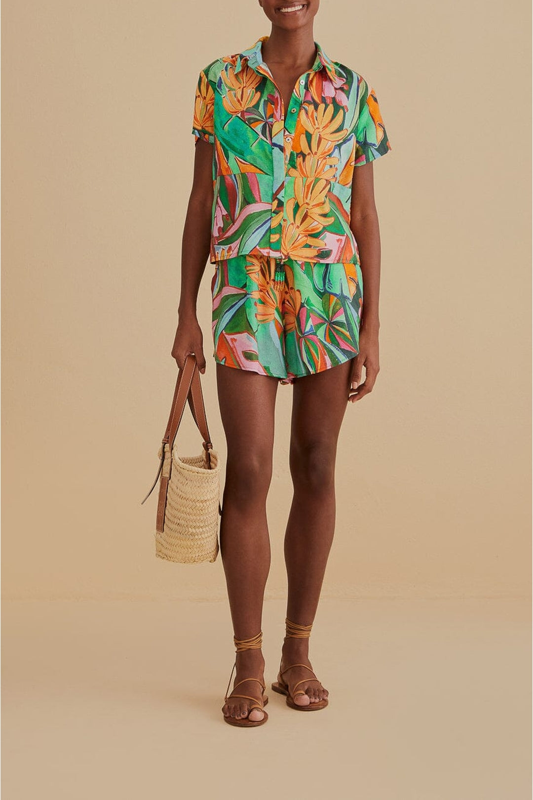 Chemise Banana Foliage en lin - Vert
