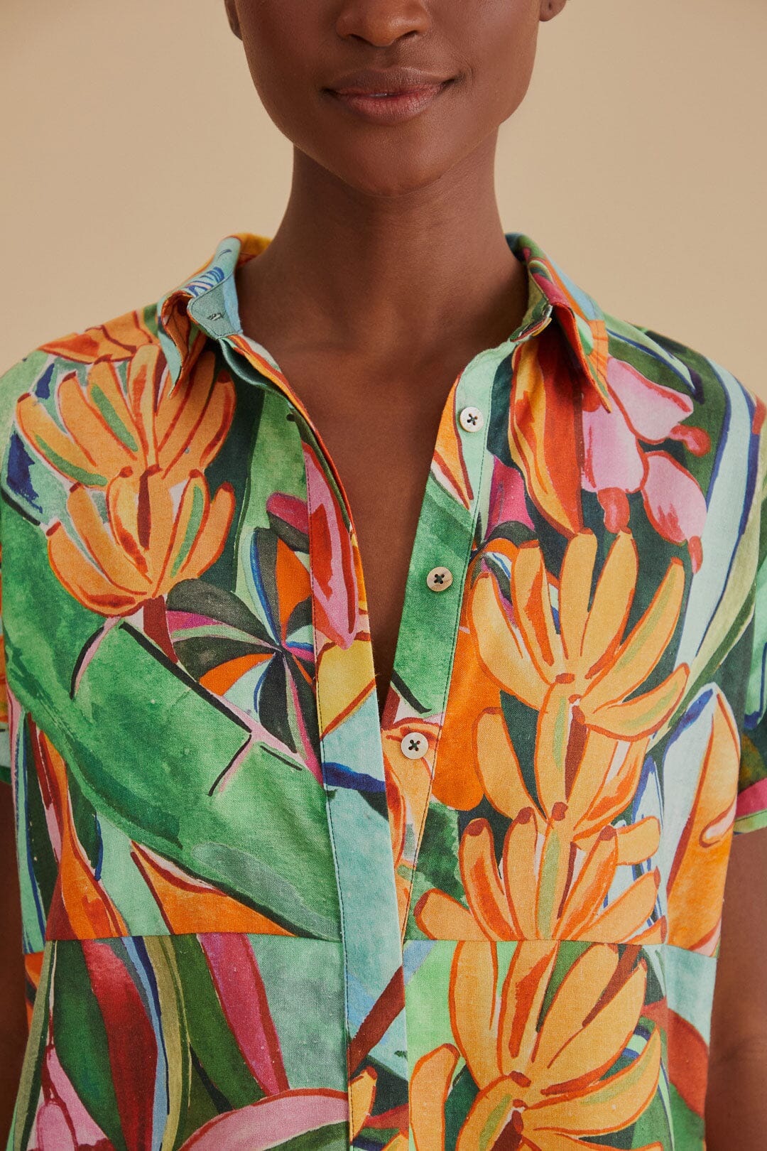 Chemise Banana Foliage en lin - Vert