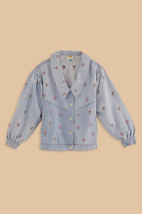 Veste en denim brodée - Bleu