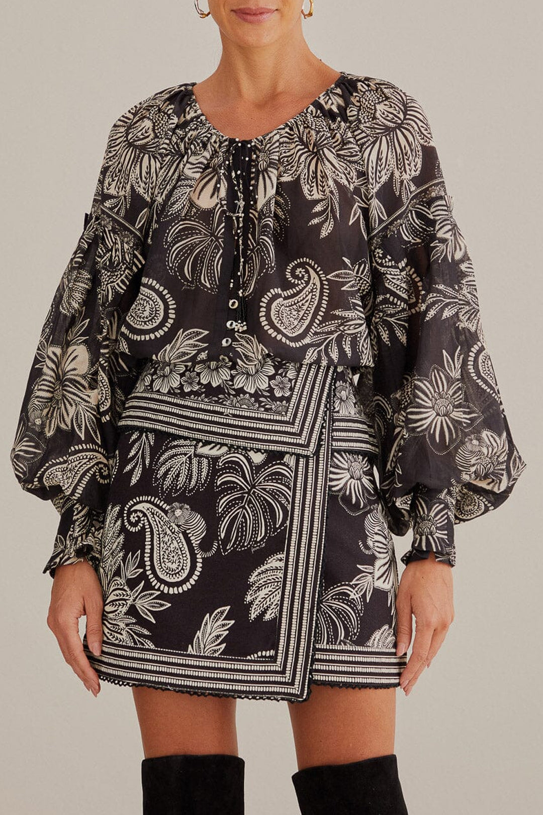 Jupe Pasley Bloom en coton - Noir