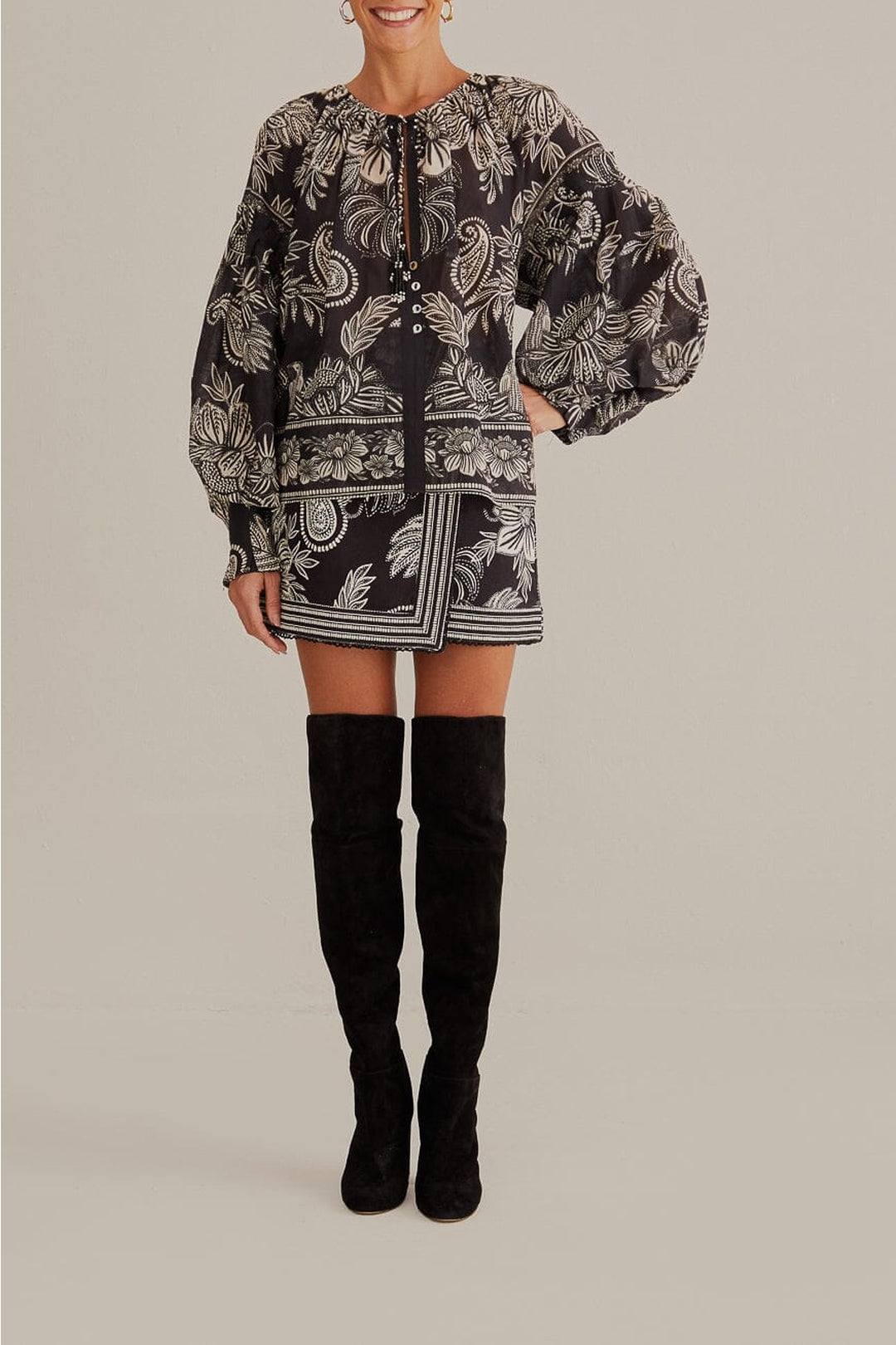 Jupe Pasley Bloom en coton - Noir