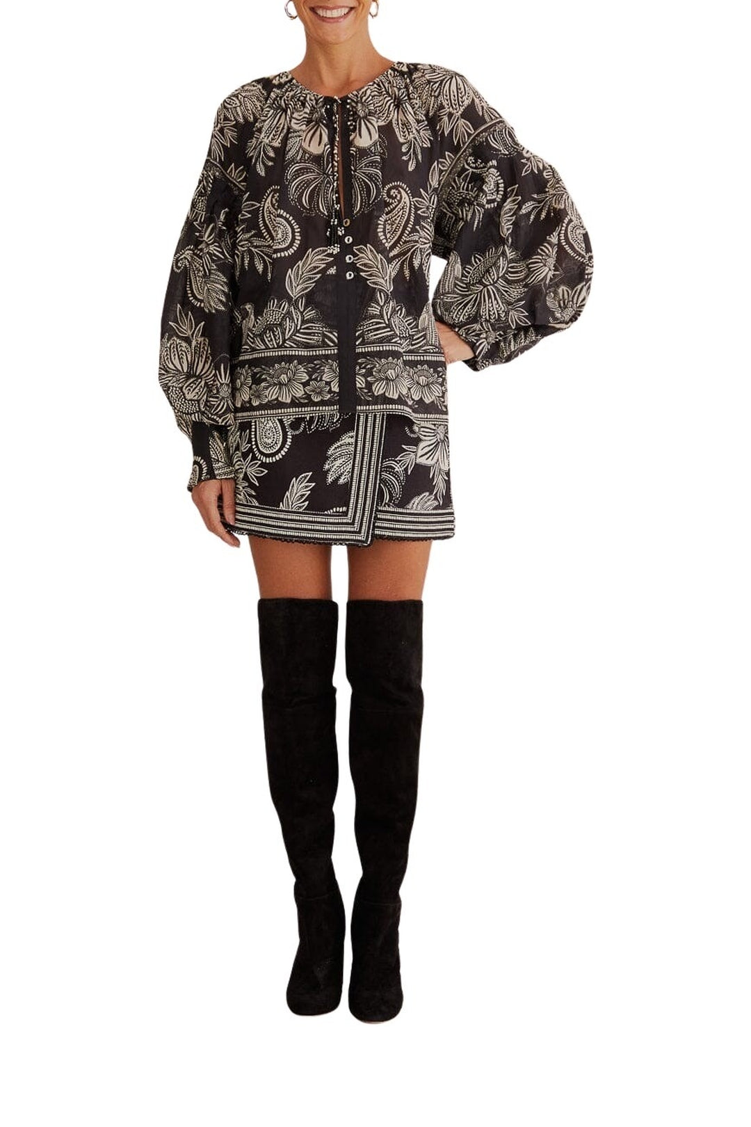 Jupe Pasley Bloom en coton - Noir