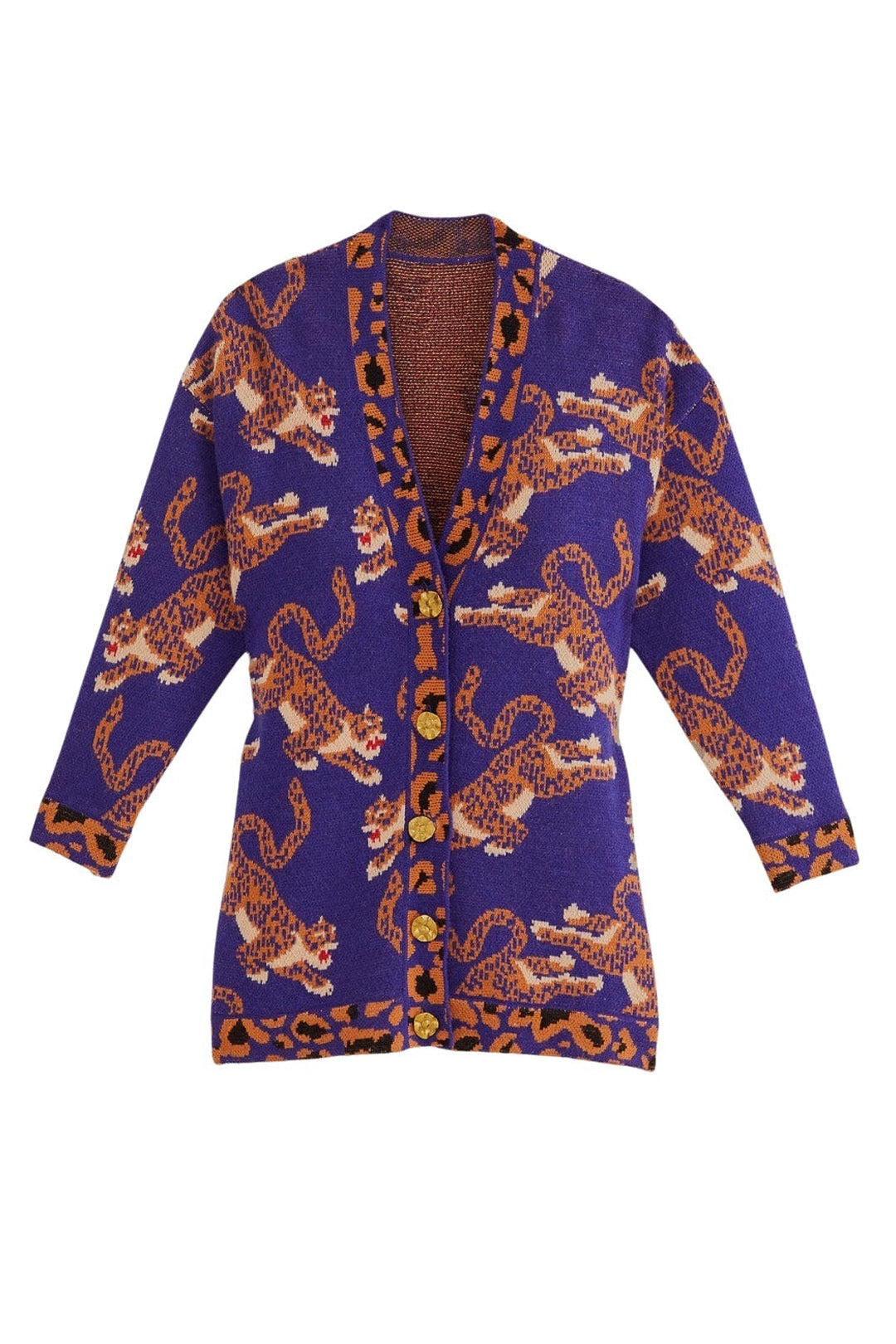 Cardigan en maille à imprimé Léopard - Bleu
