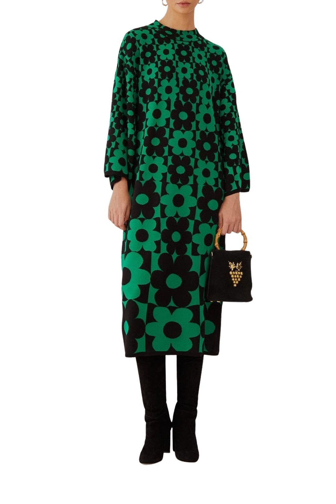 Robe midi Marguerite en maille - Vert