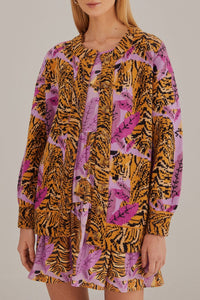 Cardigan Lavande à motif feuilles de tigre - Violet
