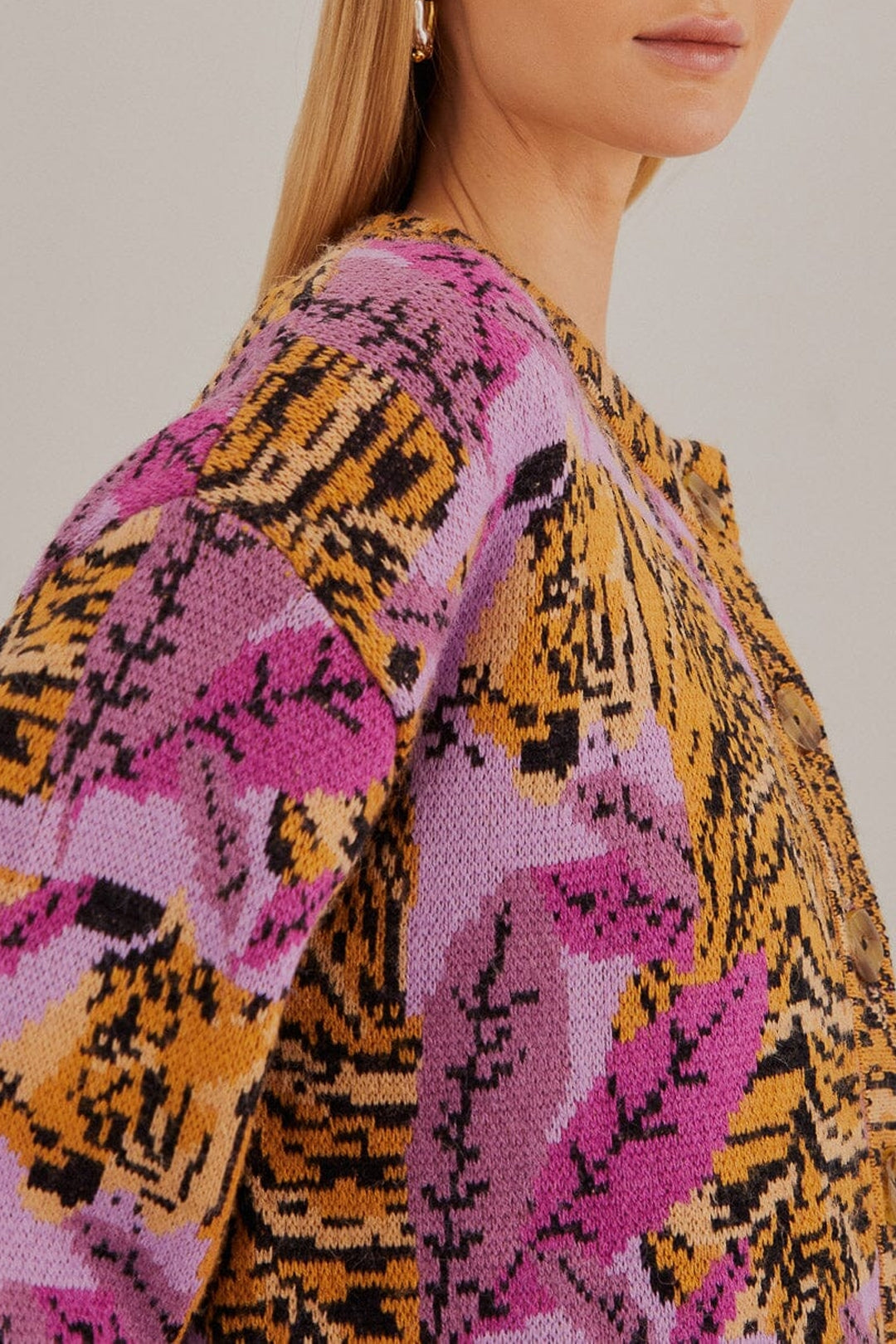 Cardigan Lavande à motif feuilles de tigre - Violet