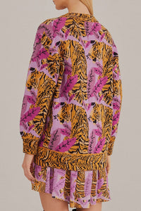 Cardigan Lavande à motif feuilles de tigre - Violet