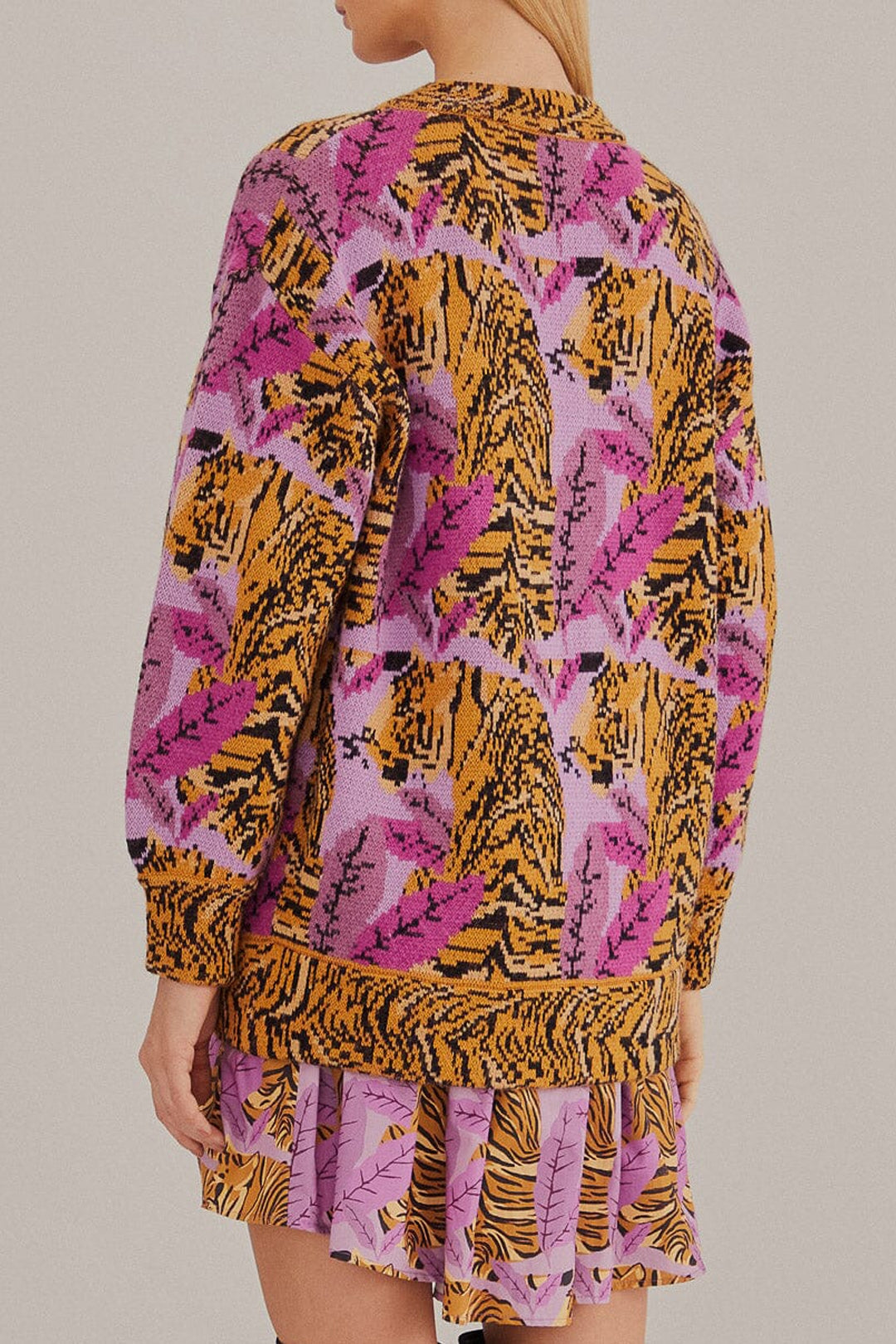 Cardigan Lavande à motif feuilles de tigre - Violet