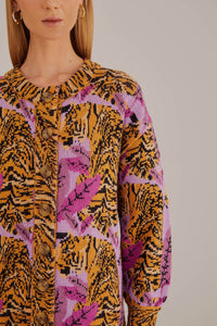 Cardigan Lavande à motif feuilles de tigre - Violet