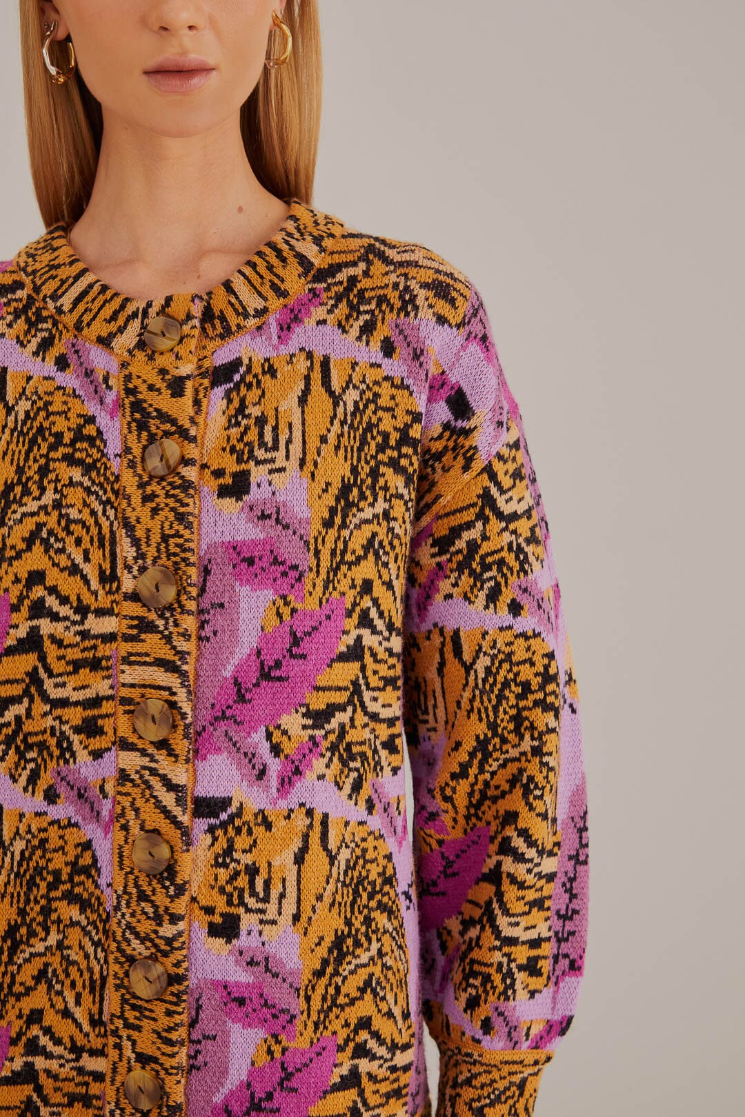 Cardigan Lavande à motif feuilles de tigre - Violet