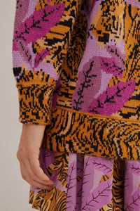 Cardigan Lavande à motif feuilles de tigre - Violet