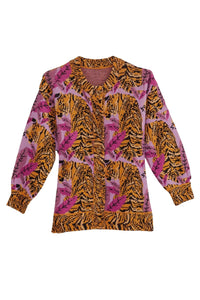 Cardigan Lavande à motif feuilles de tigre - Violet