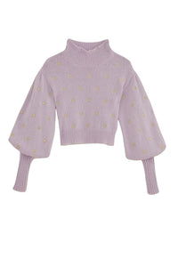 Pull à broderie miroir en maille - Violet
