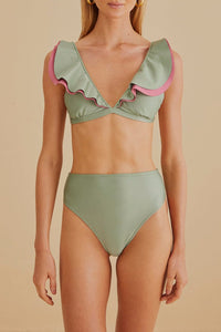Haut de bikini à volants - Vert