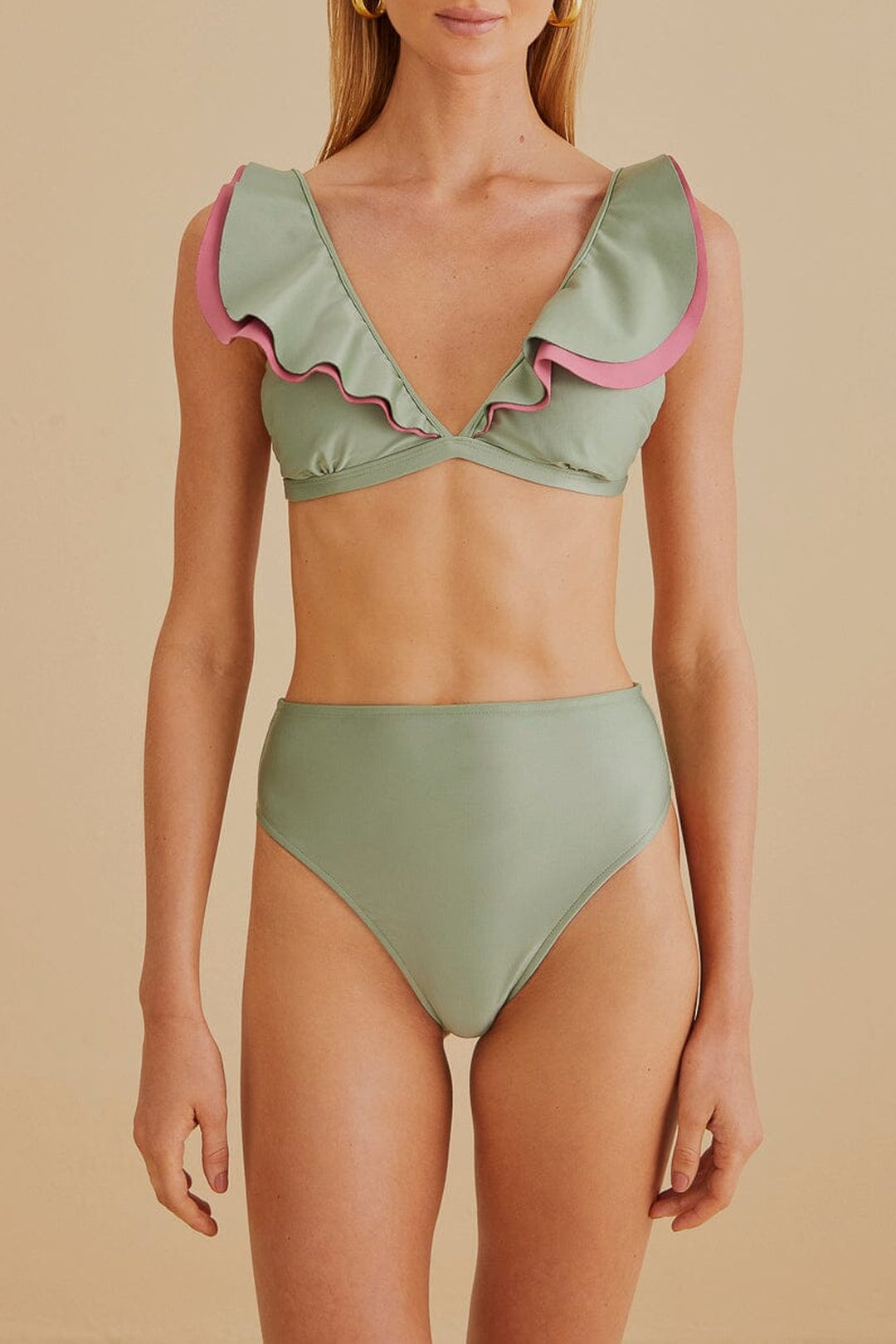 Haut de bikini à volants - Vert
