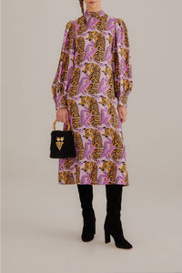 Robe midi Lavande à feuilles de tigre - Violet
